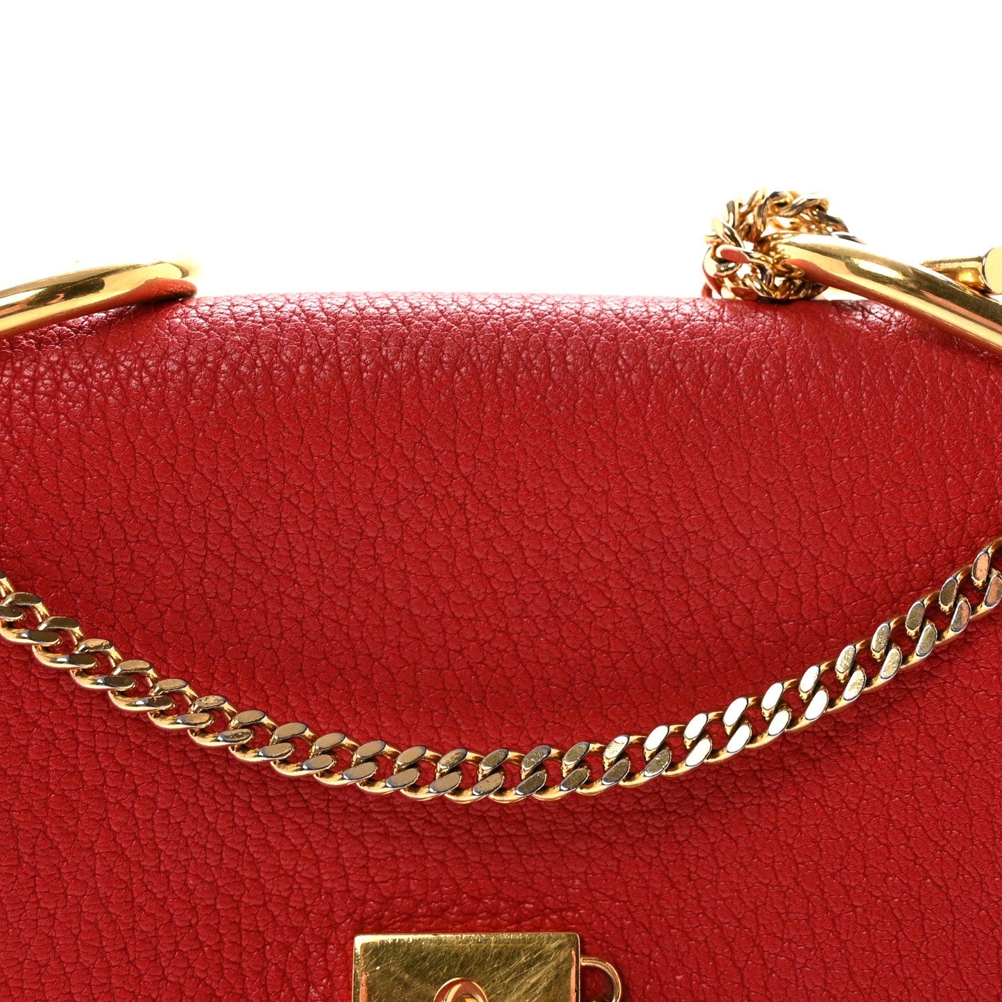 Chloe Grained Lambskin Drew Shoulder Bag Plaid Red