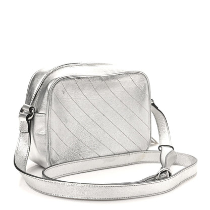 Gucci Metallic Sakai Be Green Calfskin Diagonal Stitched Small Blondie Shoulder Bag Silver