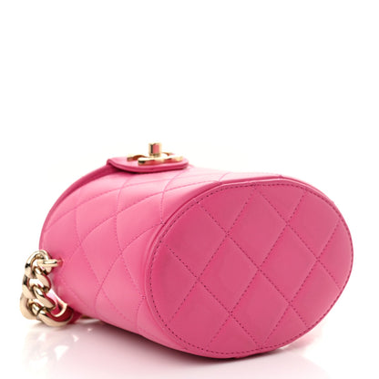 Chanel Lambskin Resin Elegant Chain Vanity Case Dark Pink