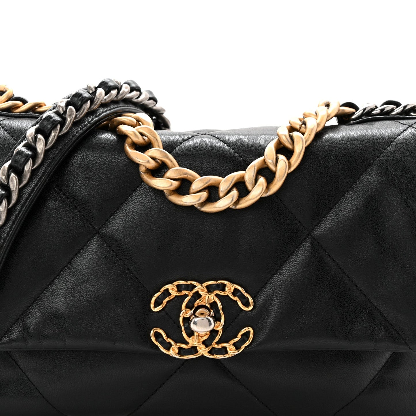 Chanel Goatskin Quilted Medium Chanel 19 Flap Black