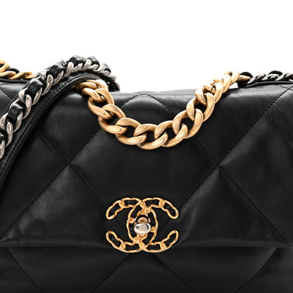 Chanel Goatskin Quilted Medium Chanel 19 Flap Black