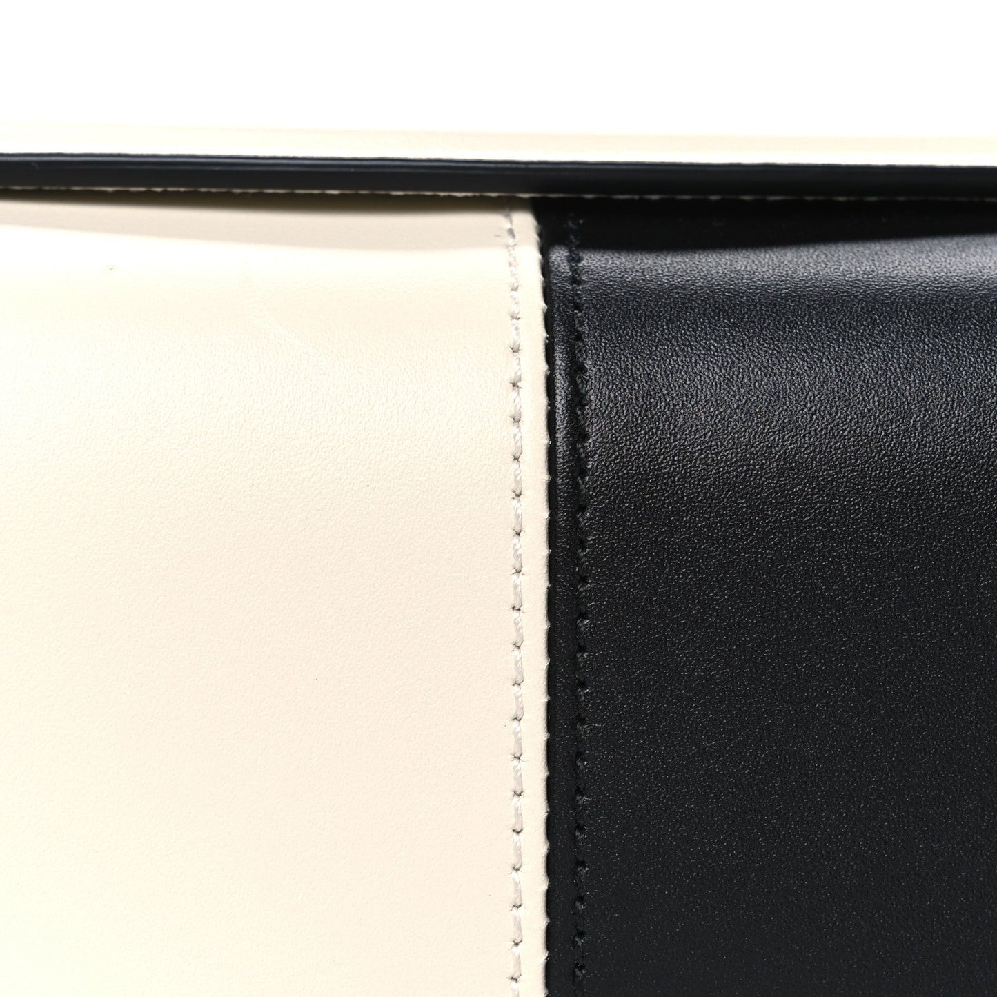 Gucci Senna Calfskin Lines Petite GG Top Handle Shoulder Bag Black Mystic White