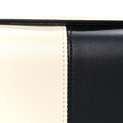Gucci Senna Calfskin Lines Petite GG Top Handle Shoulder Bag Black Mystic White