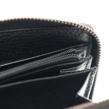 Gucci Pebbled Calfskin Blind For Love Zip Around Wallet Black