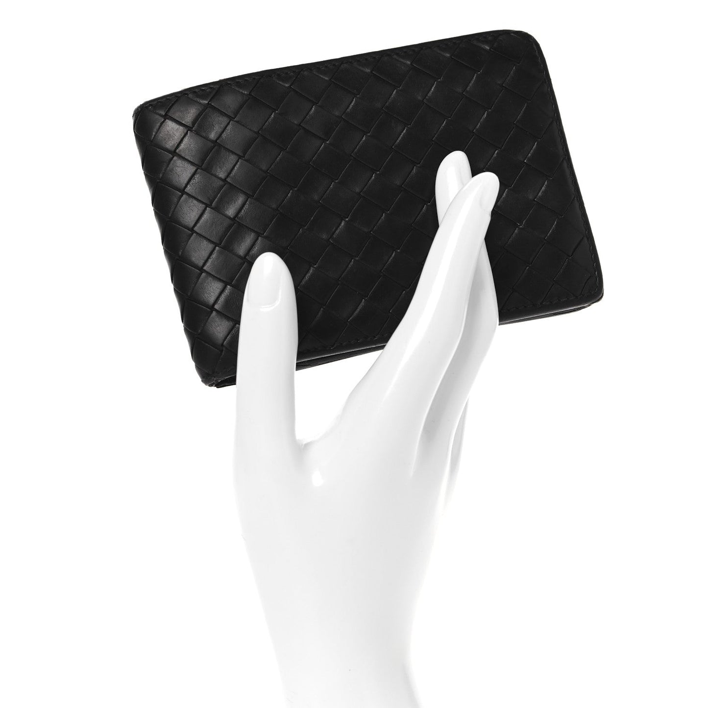 Bottega Veneta Nappa Maxi Intrecciato Bi-Fold Wallet Black