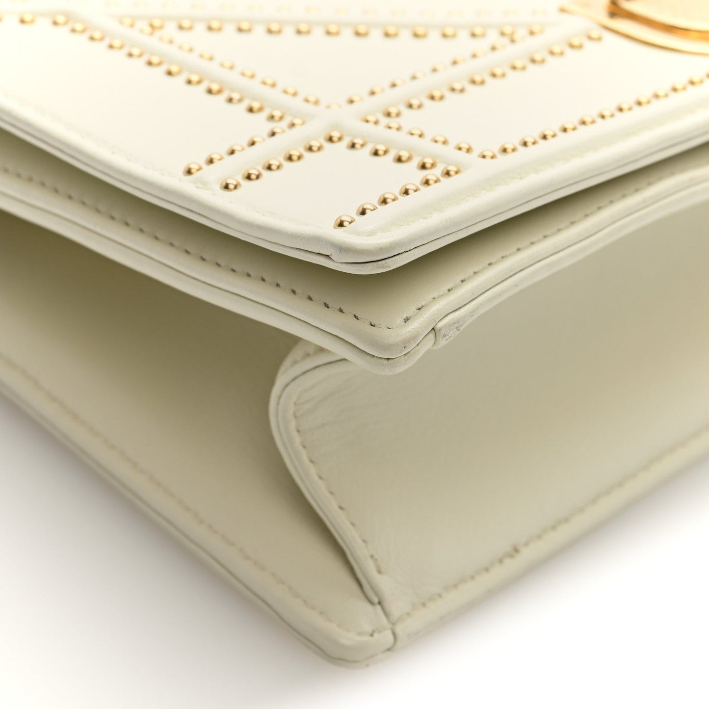Christian Dior Lambskin Studded Small Diorama Flap Bag Latte
