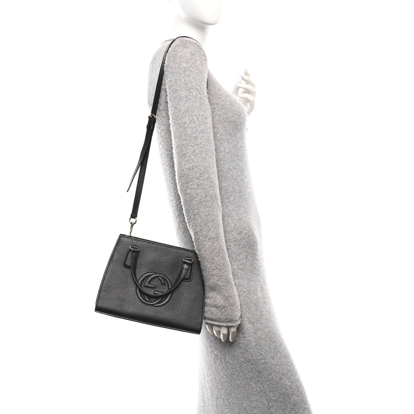 Gucci Dollar Calfskin Medium Soho Top Handle Satchel Black