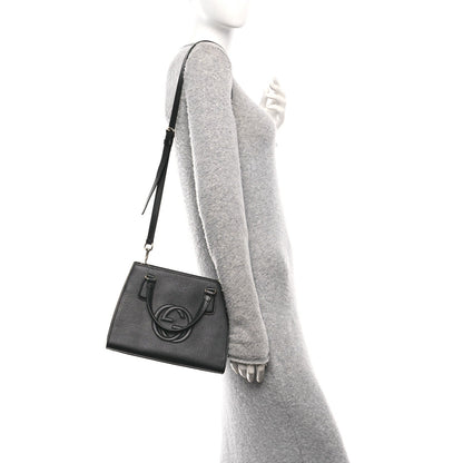 Gucci Dollar Calfskin Medium Soho Top Handle Satchel Black