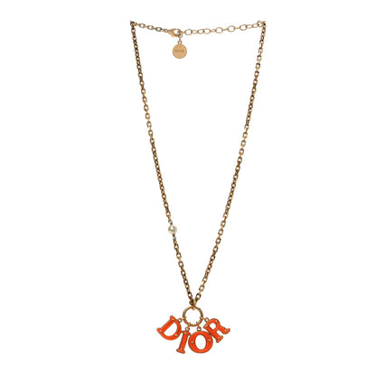 Christian Dior Metal Pearl Resin Dio(r)evolution Necklace Gold Orange
