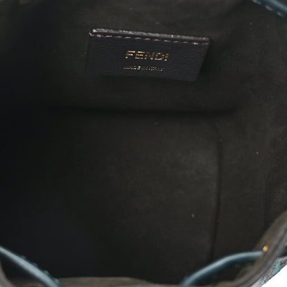 Fendi Chenille Vitello F is Fendi Micro FF Mini Mon Tresor Bucket Bag Verde Inglese
