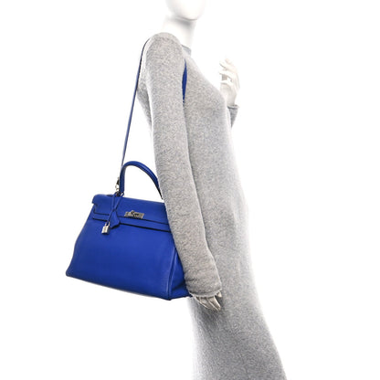Hermes Togo Kelly Retourne 35 Bleu Electrique
