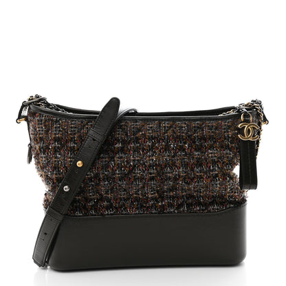 Chanel Tweed Calfskin Medium Gabrielle Hobo Brown