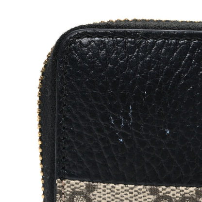 Gucci Dollar Calfskin GG Supreme Monogram GG Marmont Zip Around Wallet Black Beige Ebony