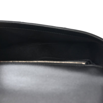 Gucci Senna Calfskin Lines Petite GG Top Handle Shoulder Bag Black Mystic White