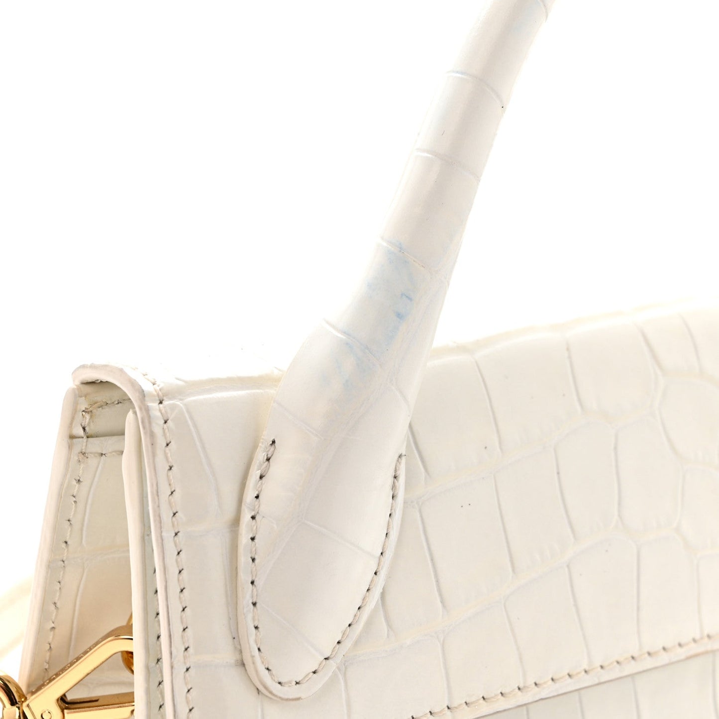Jacquemus Calfskin Crocodile Embossed Le Chiquito Long White