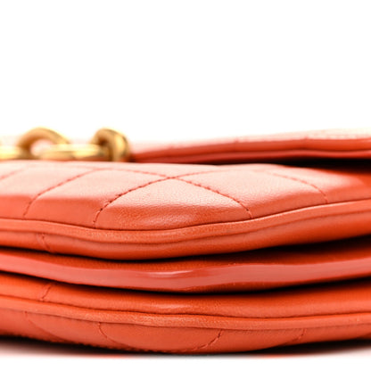 Saint Laurent Lambskin Carre Quilted Le Maillon Satchel Orange