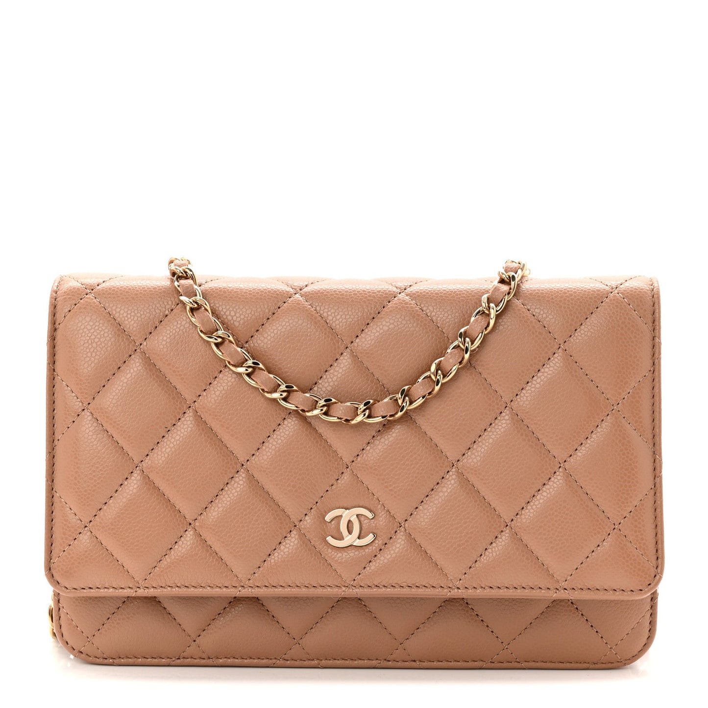 Chanel Caviar Quilted Wallet on Chain WOC Dark Beige