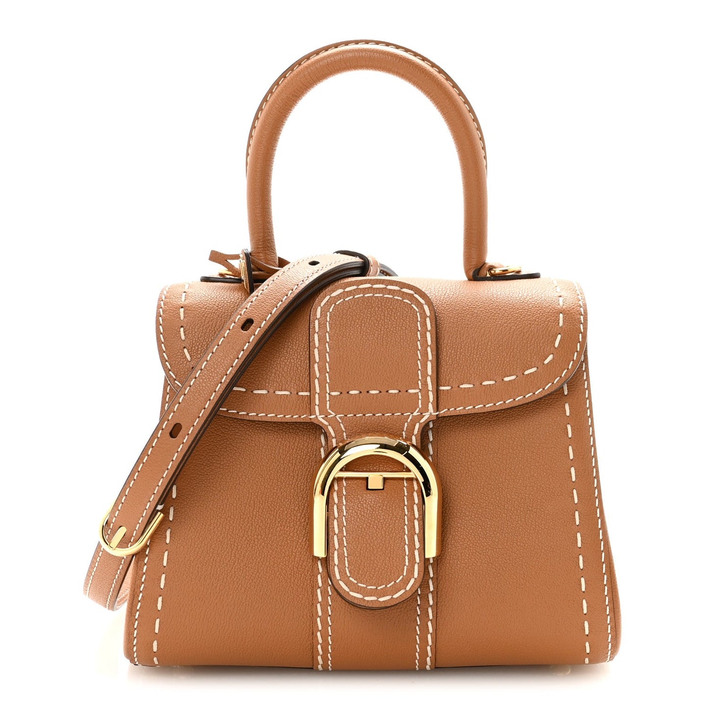 Delvaux Grained Rodeo Calfskin Surpique Mini Brillant Satchel Vegetal Ivory