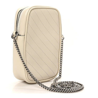 Gucci Sakai Be Green Calfskin Diagonal Stitched Mini Blondie Vertical Shoulder Bag Mystic White