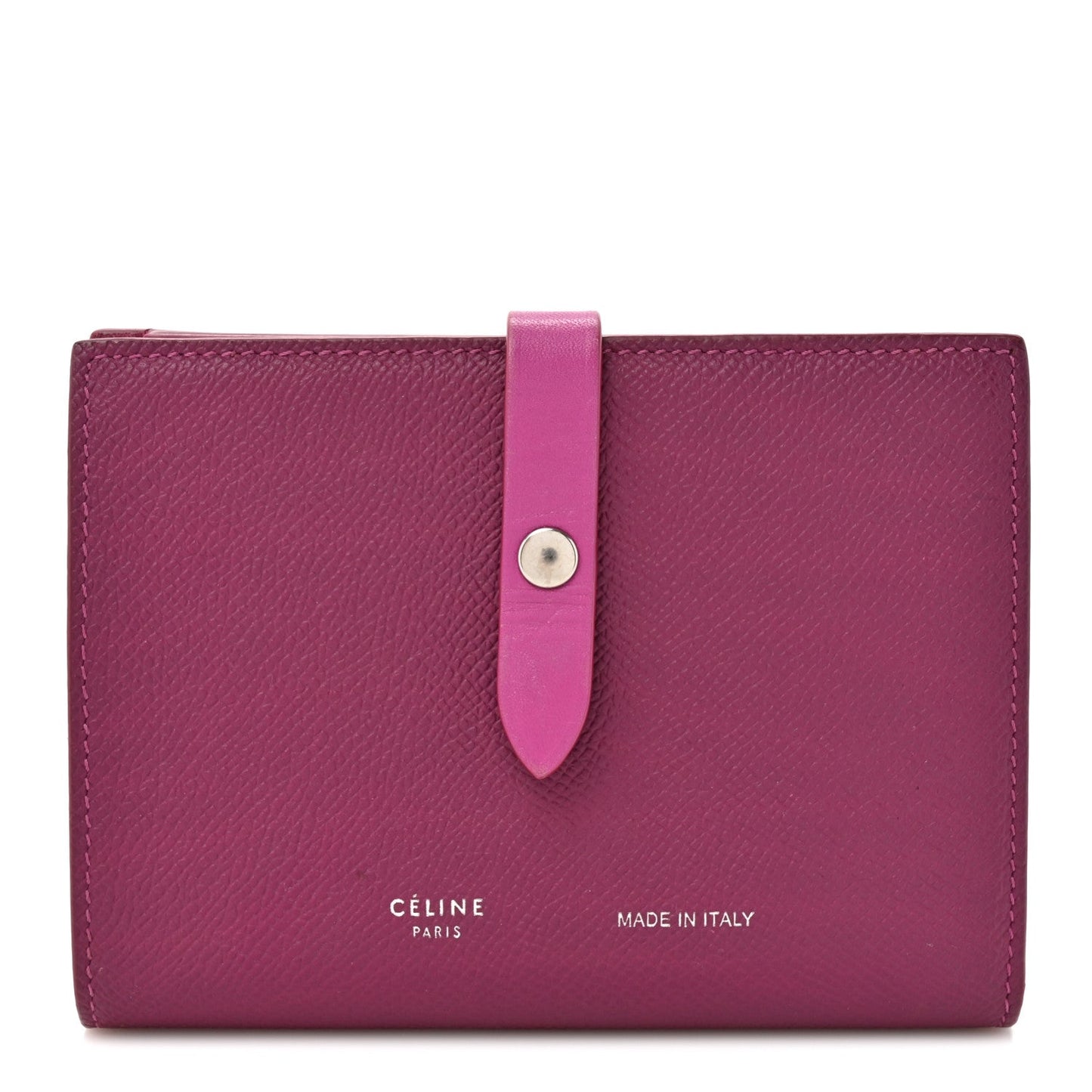 Celine Grained Calfskin Medium Multifunction Strap Wallet Magenta