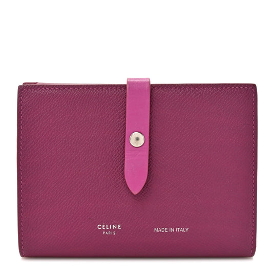 Celine Grained Calfskin Medium Multifunction Strap Wallet Magenta