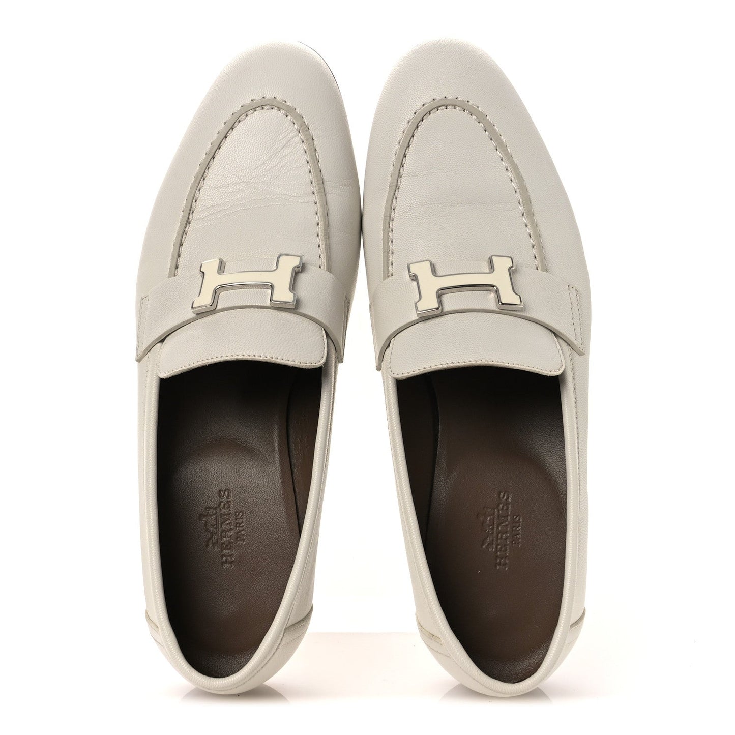 Hermes Calfskin Womens Paris Loafers 37 White