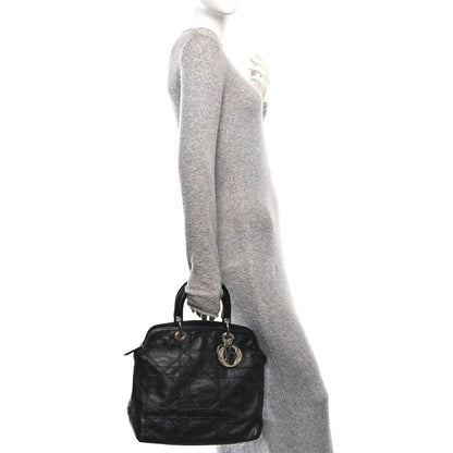 Christian Dior Lambskin Cannage Medium Granville Tote Black