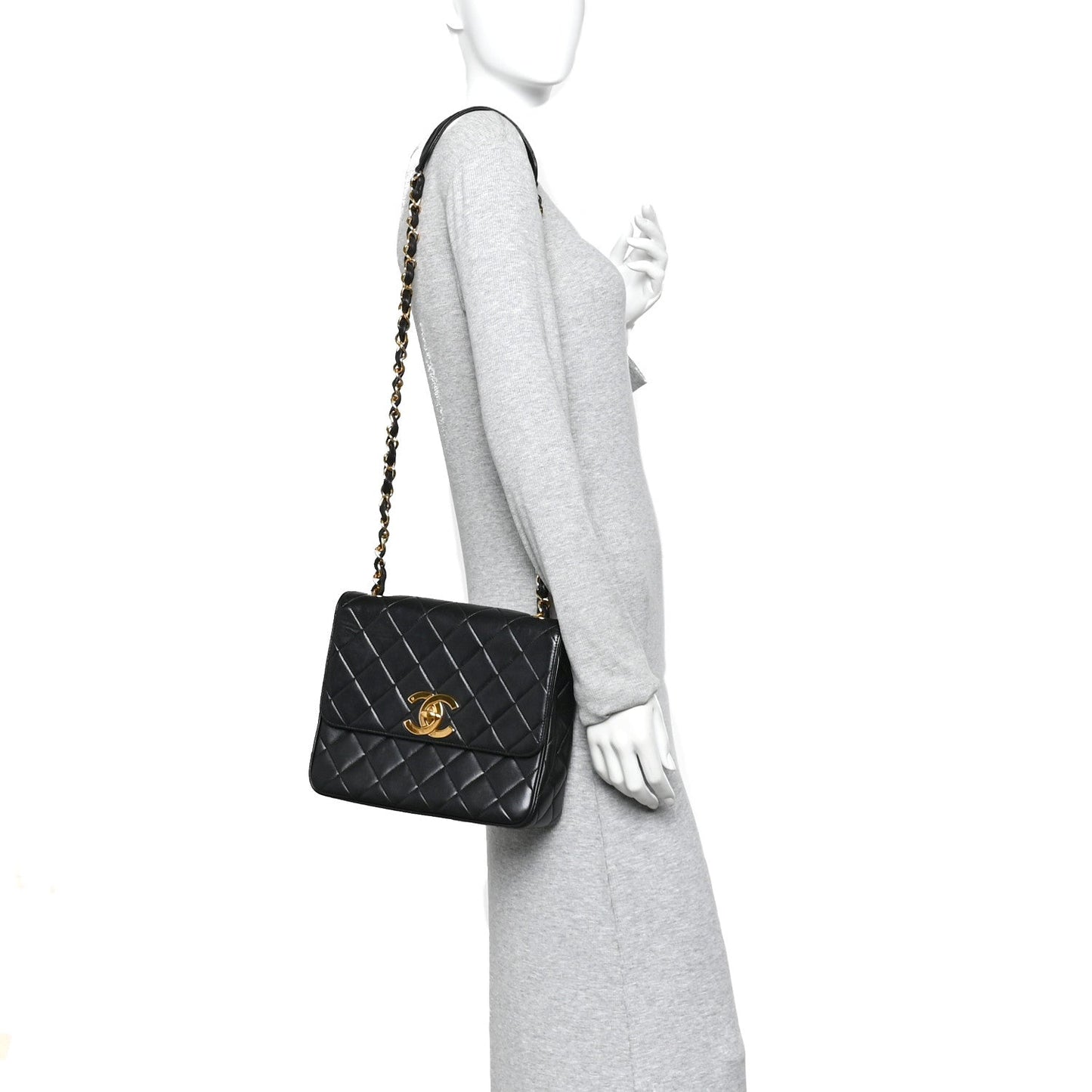 Chanel Lambskin Quilted Medium Single Flap Black